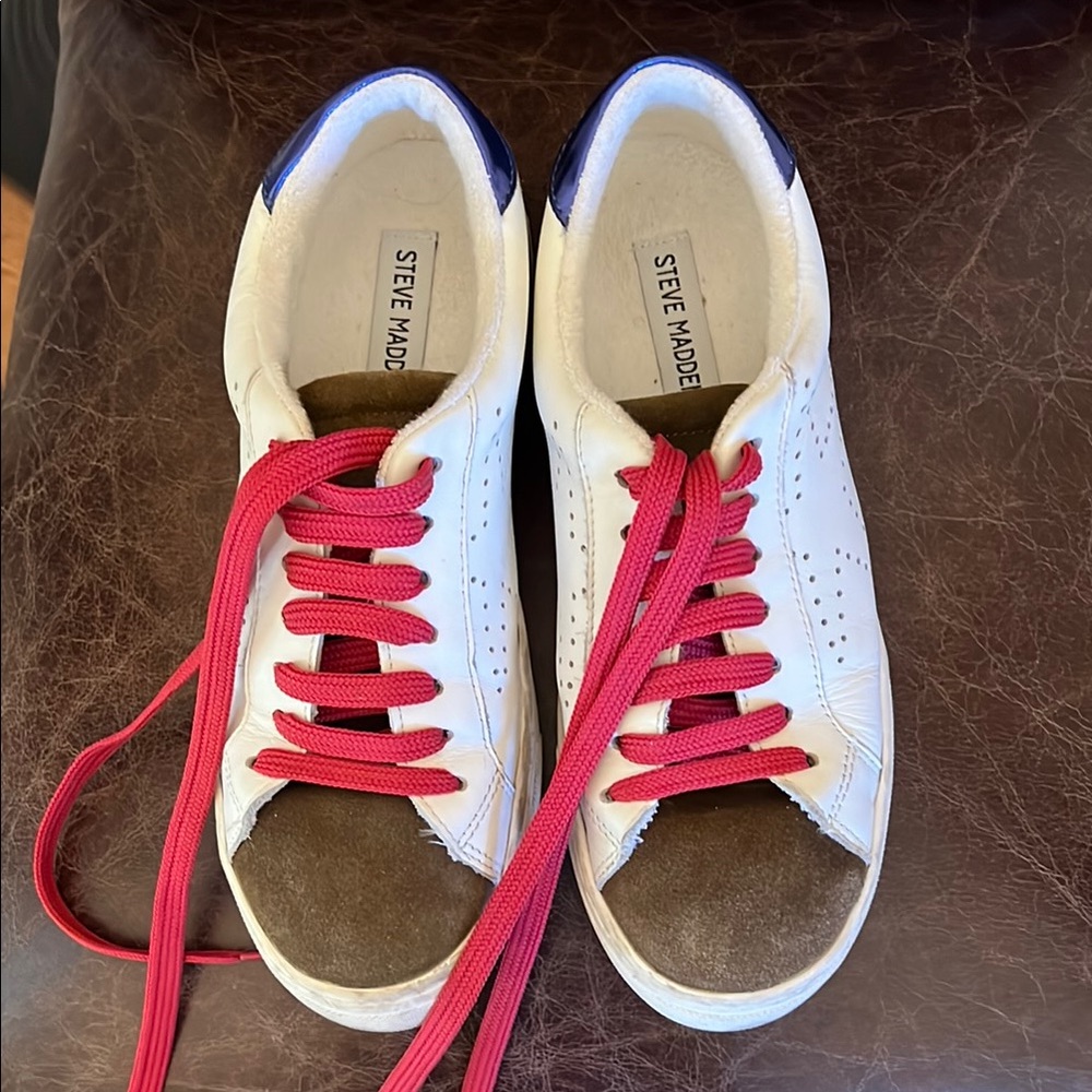 Steve Madden White Sneakers with Red Laces